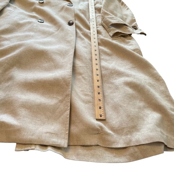 MARFINNO GG-Made in Uruguay-Double Breasted—Linen -Tie Waist Trench Coat-NWT - Picture 6 of 15
